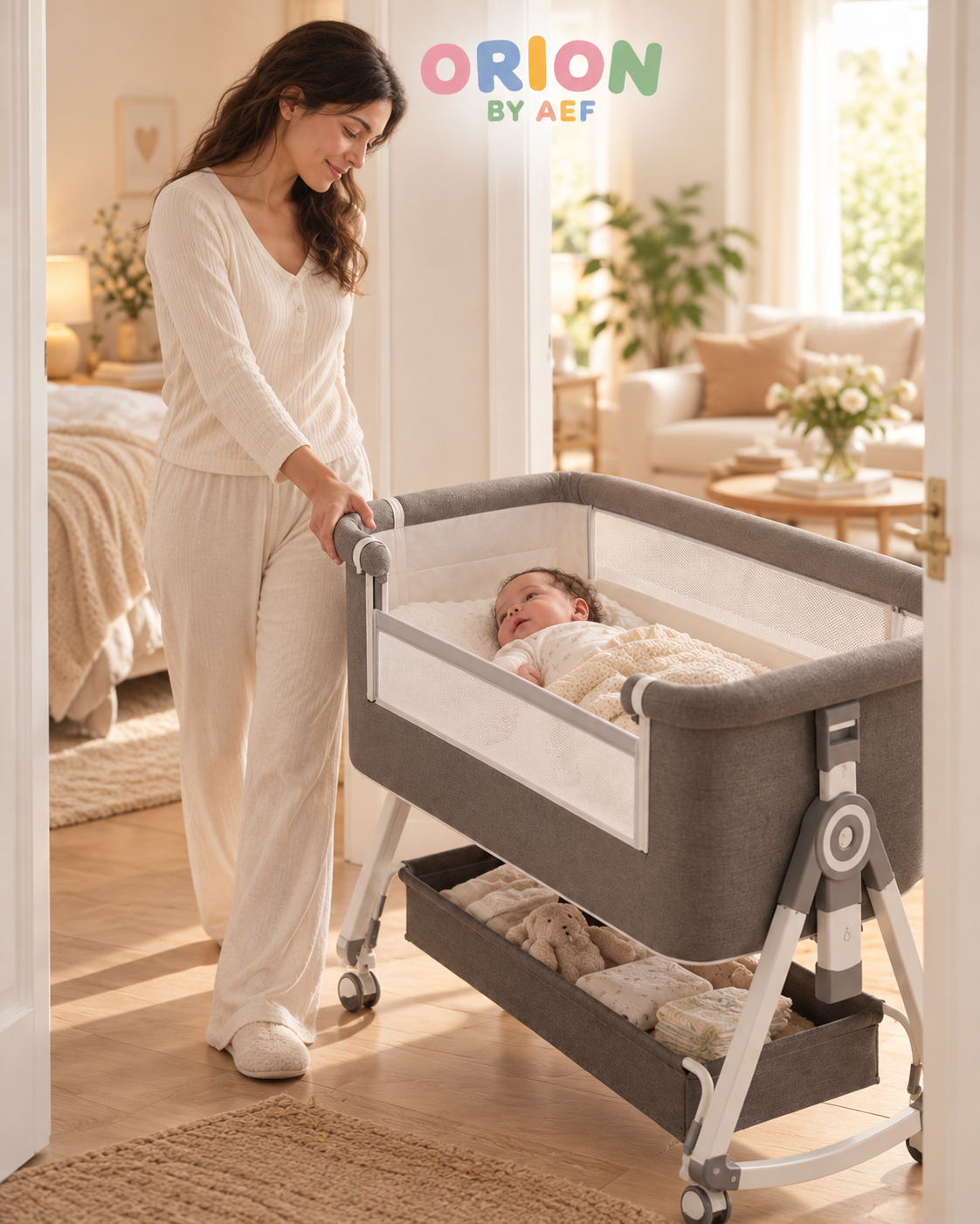 Lit cododo bébé 3-en-1 réglable avec matelas et moustiquaire