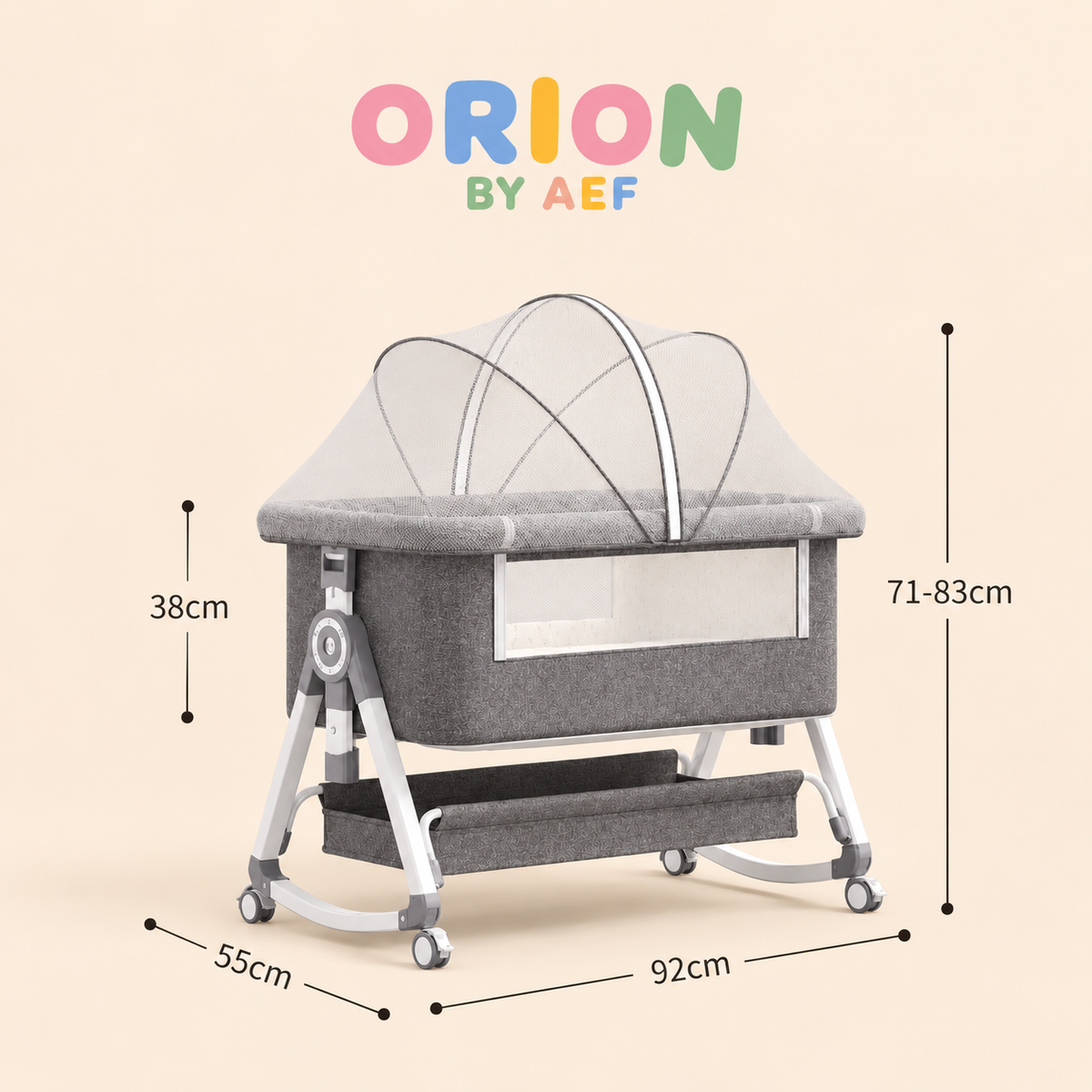 Lit cododo bébé 3-en-1 réglable avec matelas et moustiquaire