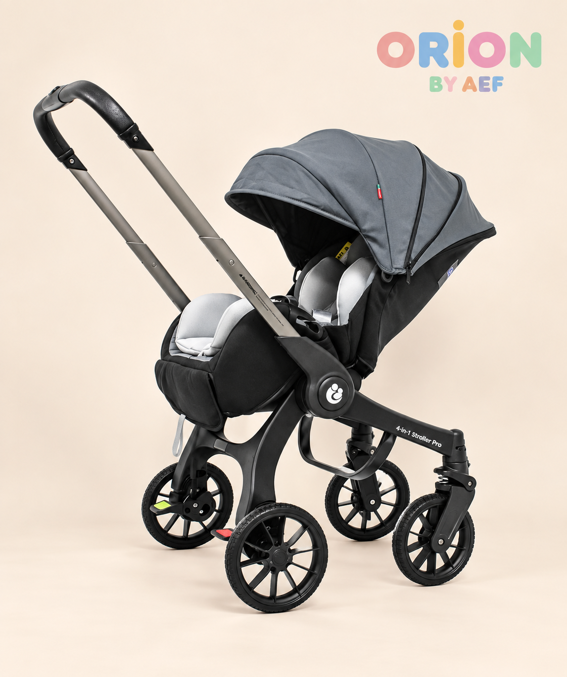Poussette bébé 4-en-1 réversible et pliable avec panier