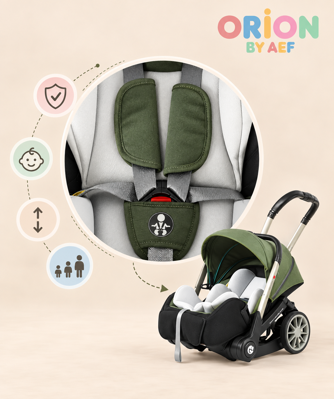 Poussette bébé 4-en-1 réversible et pliable avec panier