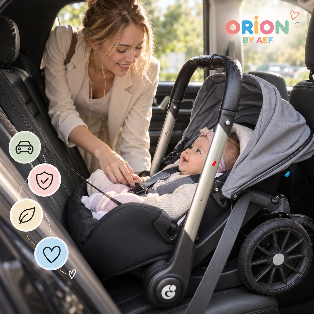 Poussette bébé 4-en-1 réversible et pliable avec panier