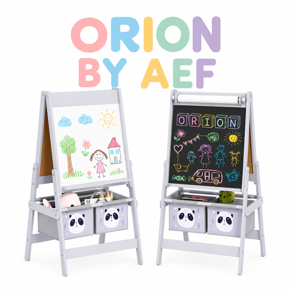 Chevalet enfant double face tableau blanc et craie avec rangements