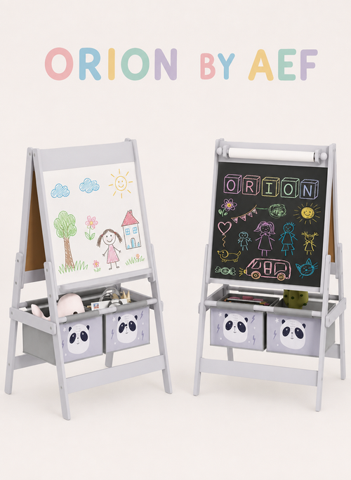 Chevalet enfant double face tableau blanc et craie avec rangements