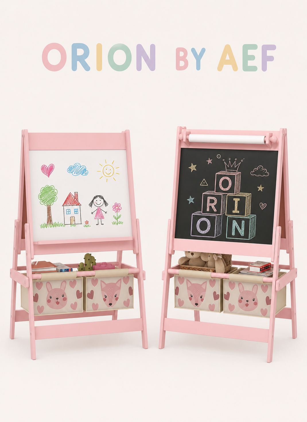 Chevalet enfant double face tableau blanc et craie avec rangements