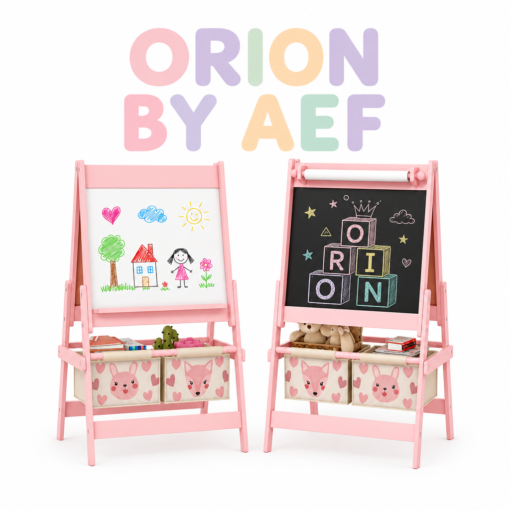 Chevalet enfant double face tableau blanc et craie avec rangements
