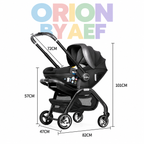 Poussette bébé 3-en-1 premium pliable avec nacelle et siège auto