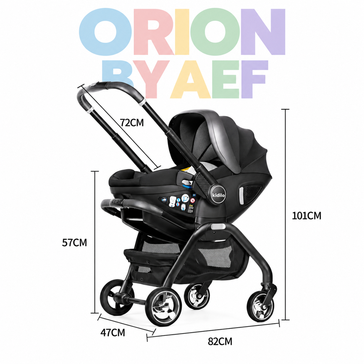 Poussette bébé 3-en-1 premium pliable avec nacelle et siège auto