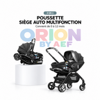 Poussette bébé 3-en-1 premium pliable avec nacelle et siège auto