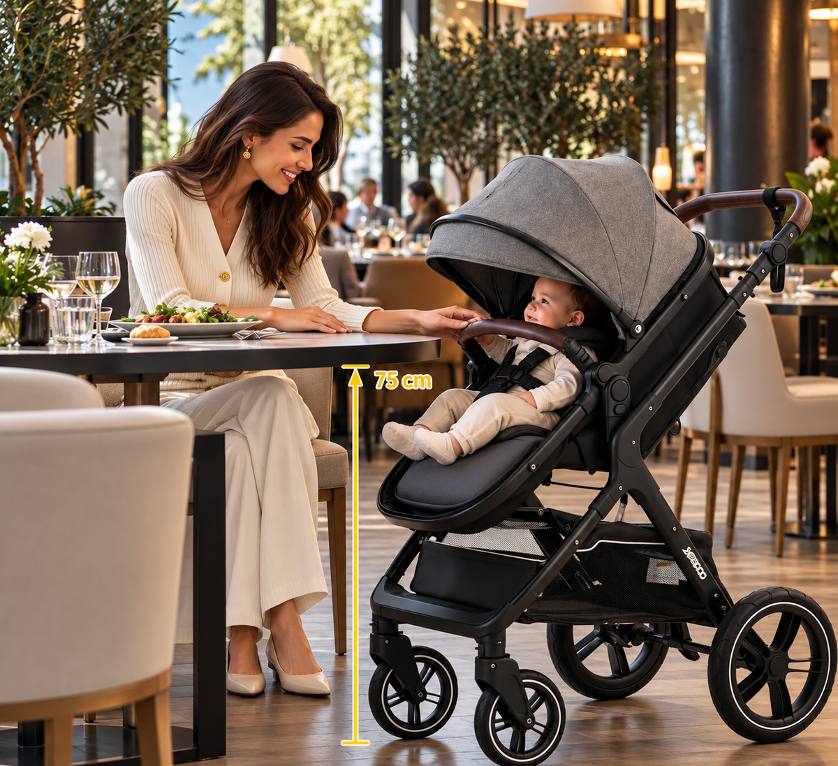 Poussette bébé 3-en-1 haut de gamme pliable - plusieurs configurations