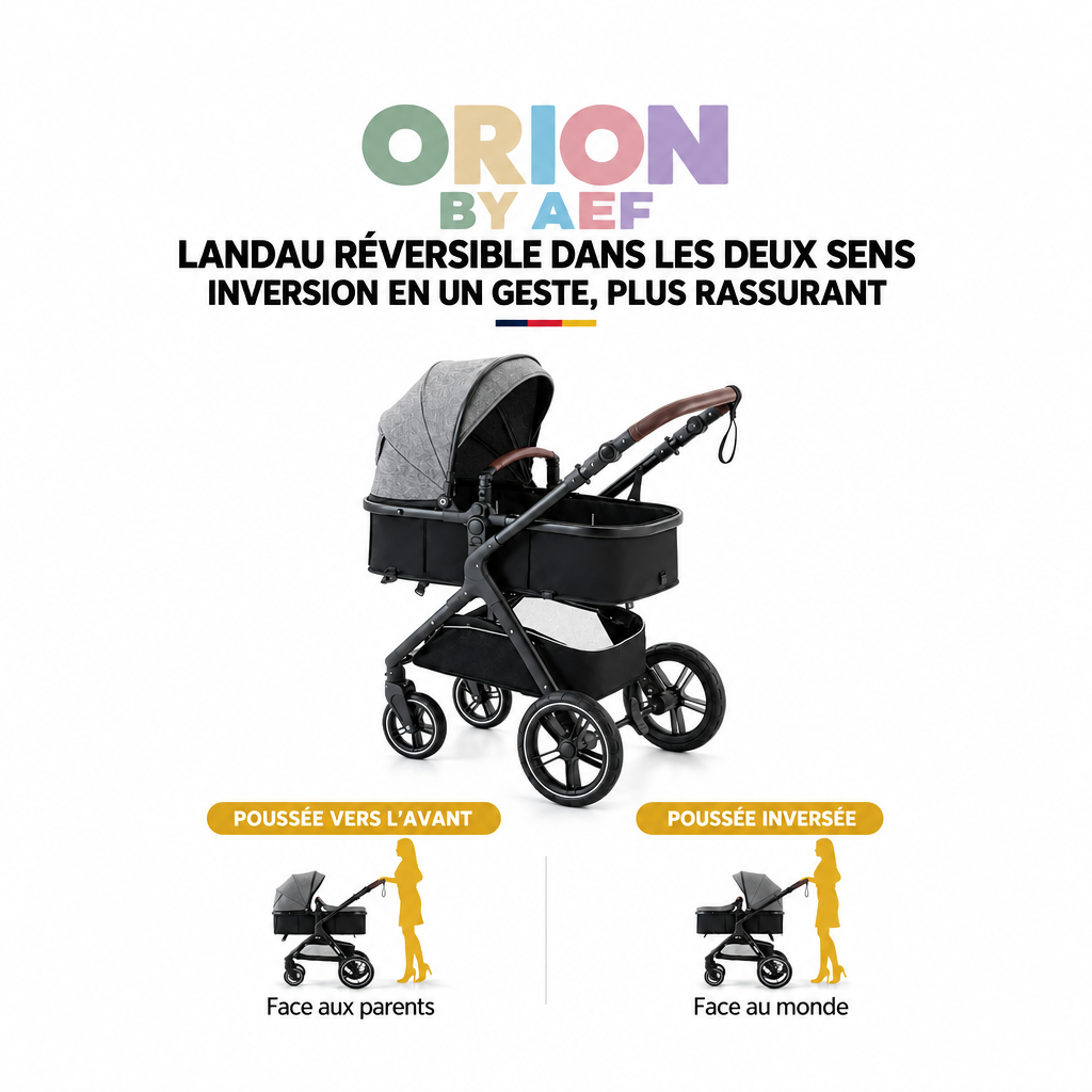 Poussette bébé 3-en-1 haut de gamme pliable - plusieurs configurations