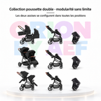 Poussette double pliable tandem 2 places