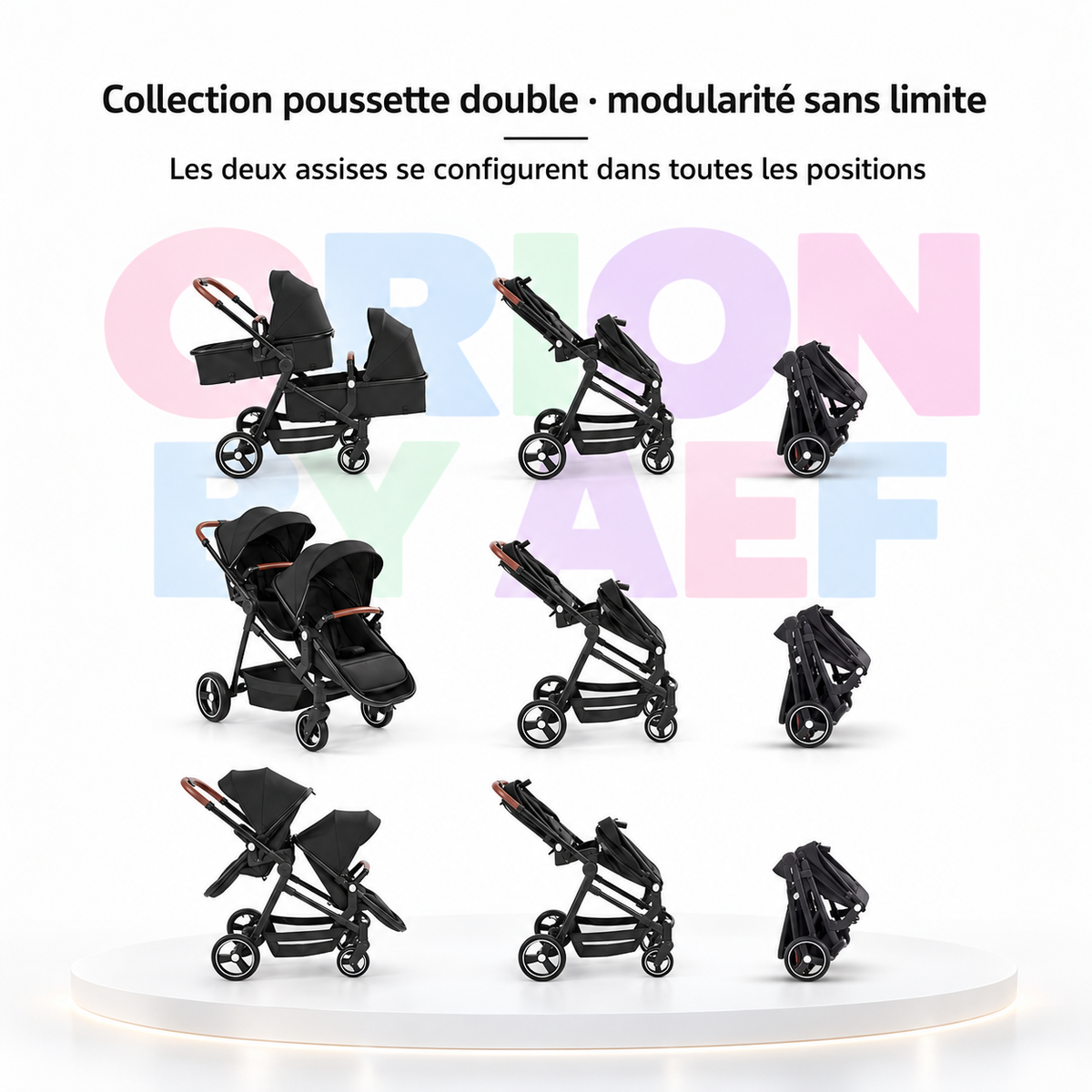 Poussette double pliable tandem 2 places