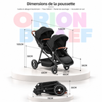 Poussette double pliable tandem 2 places