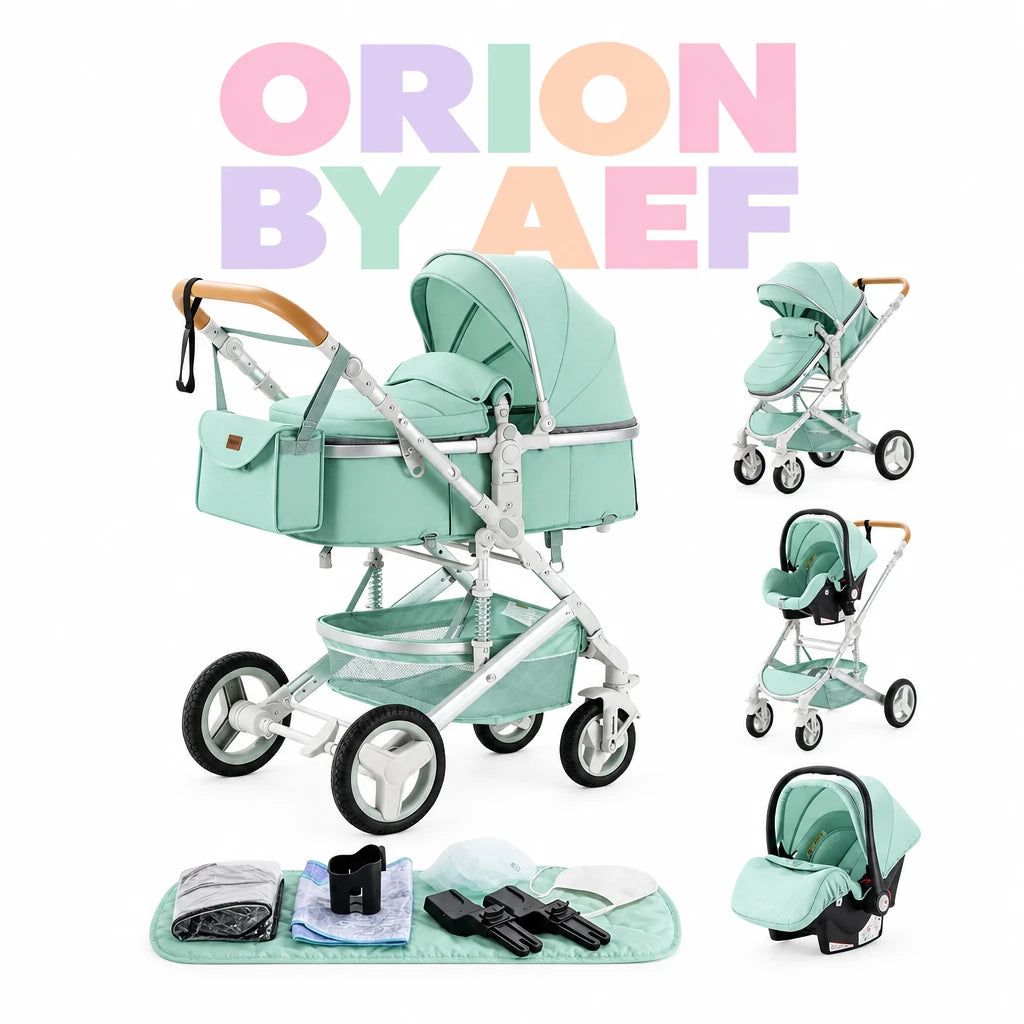 Poussette bébé 3-en-1 haut de gamme pliable - plusieurs configurations
