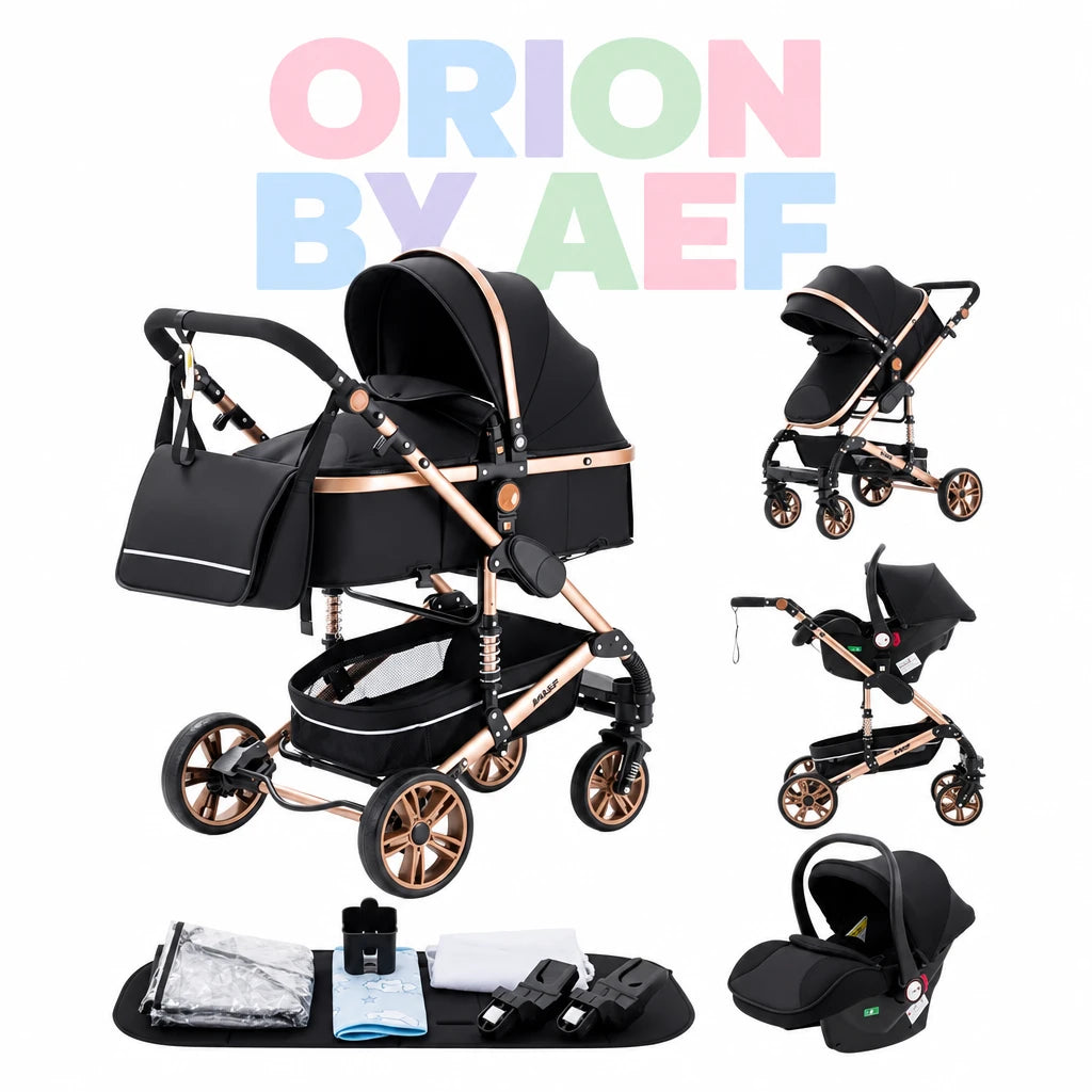 Poussette bébé 3-en-1 haut de gamme pliable - plusieurs configurations