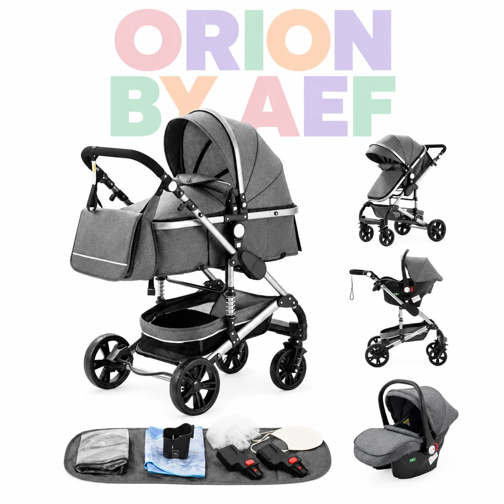 Poussette bébé 3-en-1 haut de gamme pliable - plusieurs configurations
