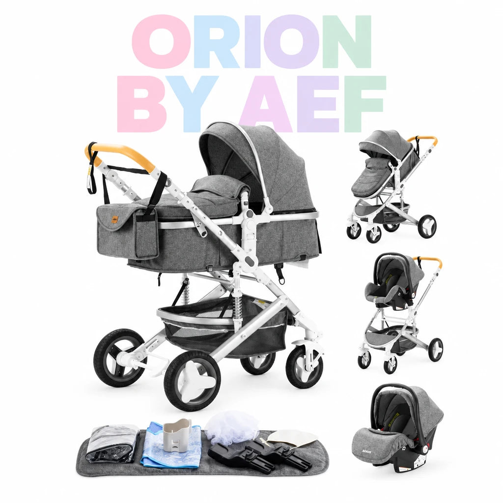 Poussette bébé 3-en-1 haut de gamme pliable - plusieurs configurations