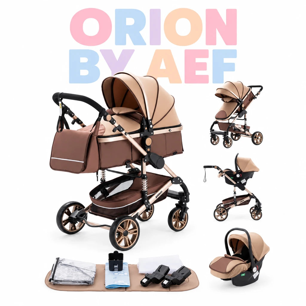 Poussette bébé 3-en-1 haut de gamme pliable - plusieurs configurations