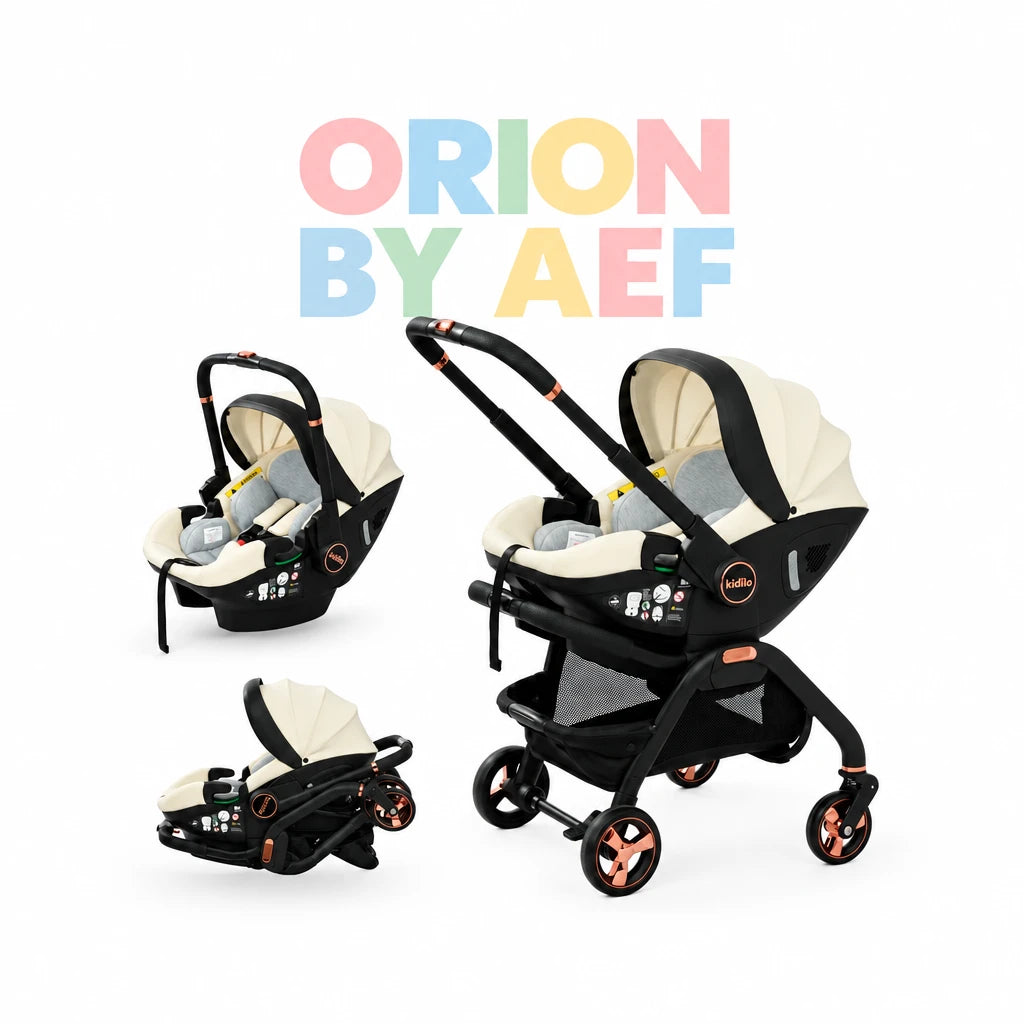 Poussette bébé 3-en-1 premium pliable avec nacelle et siège auto