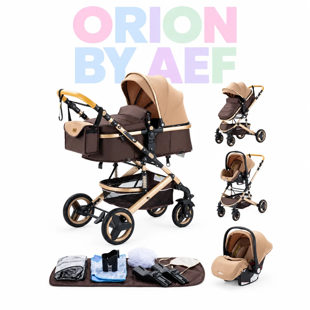 Poussette bébé 3-en-1 haut de gamme pliable - plusieurs configurations