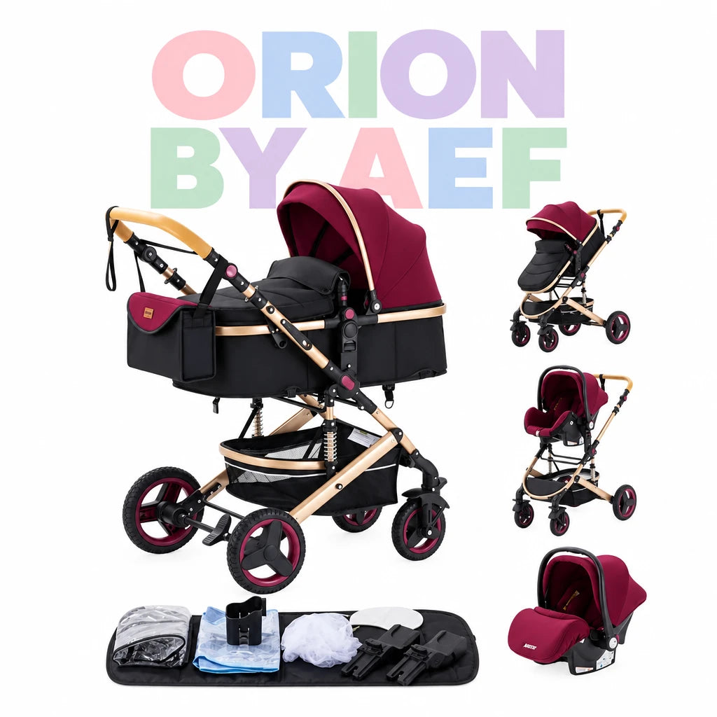 Poussette bébé 3-en-1 haut de gamme pliable - plusieurs configurations