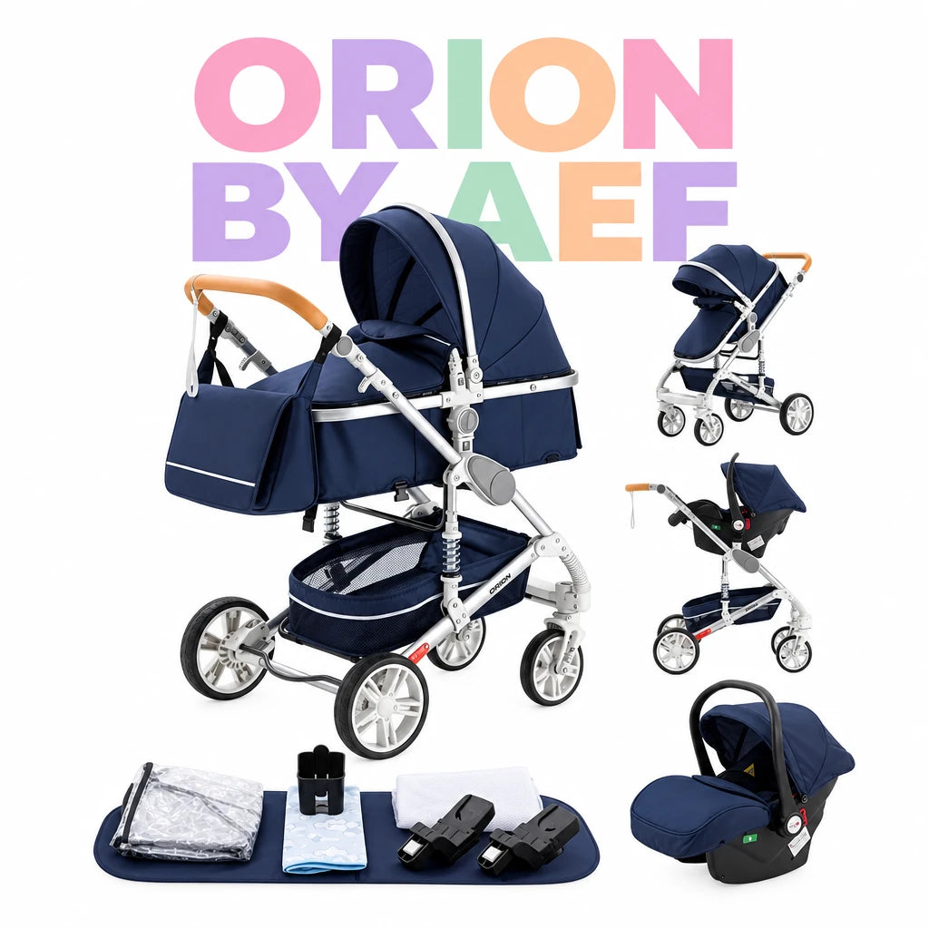 Poussette bébé 3-en-1 haut de gamme pliable - plusieurs configurations