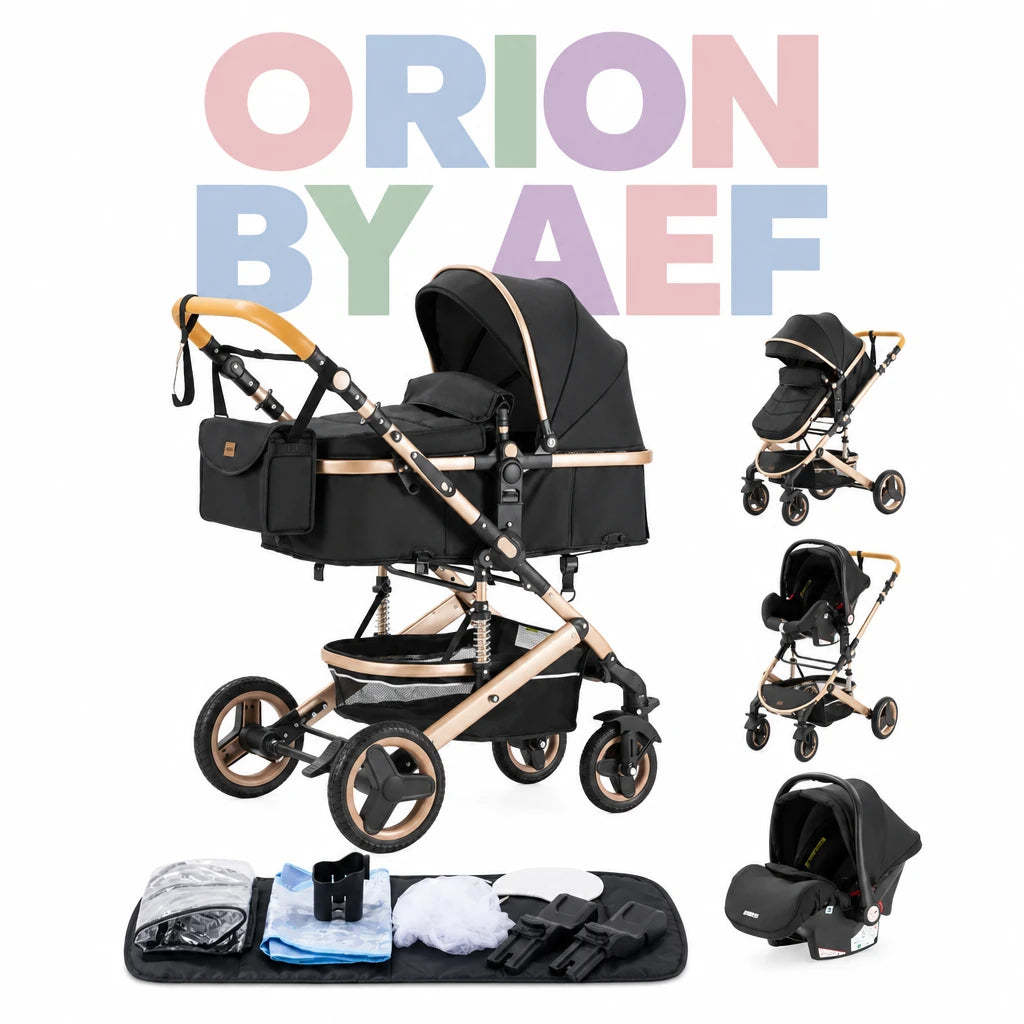 Poussette bébé 3-en-1 haut de gamme pliable - plusieurs configurations