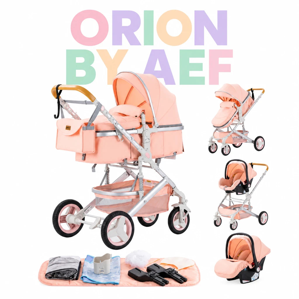 Poussette bébé 3-en-1 haut de gamme pliable - plusieurs configurations